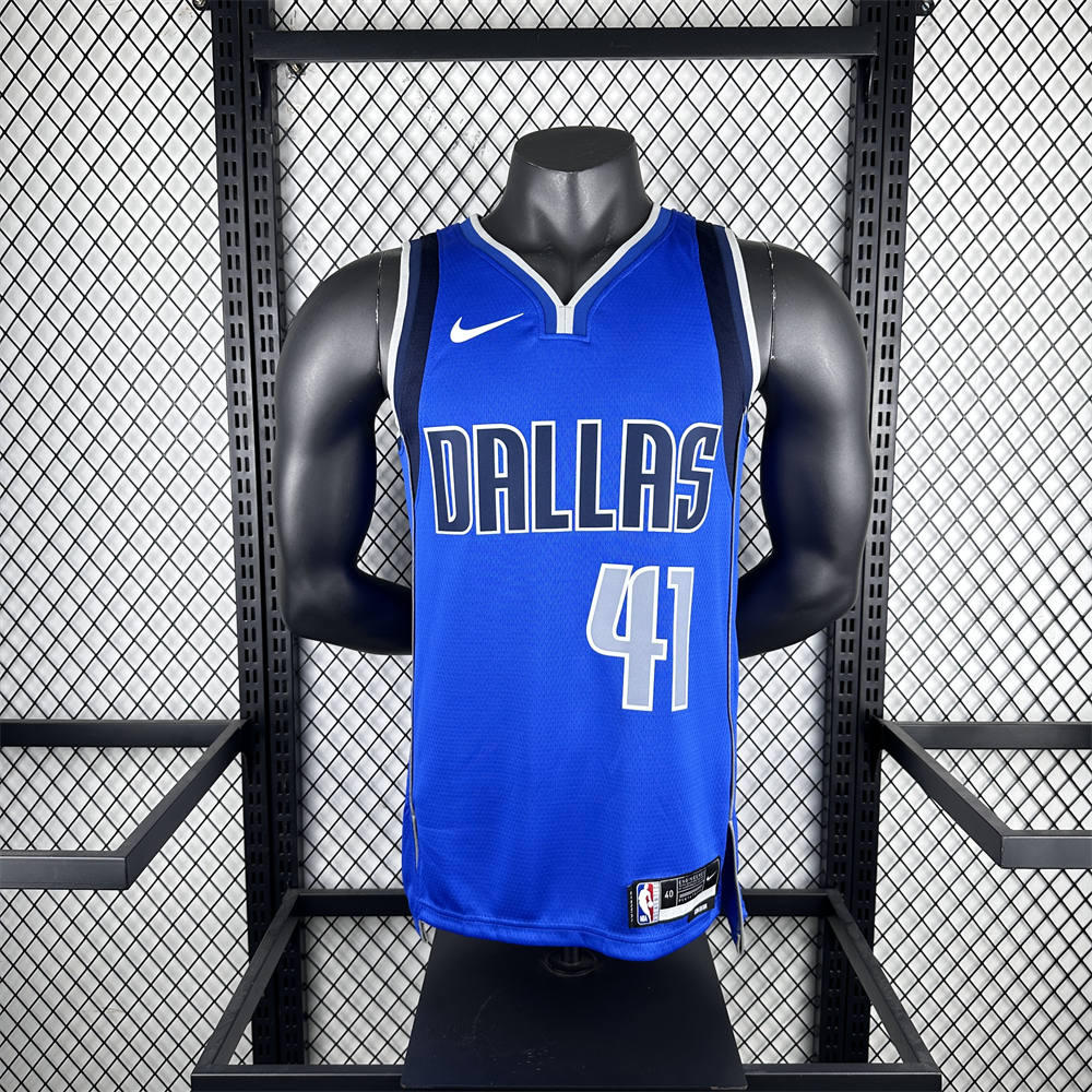NBA Dallas Mavericks V-Neck Blue Jersey NOWITKI#41 S-XXL
