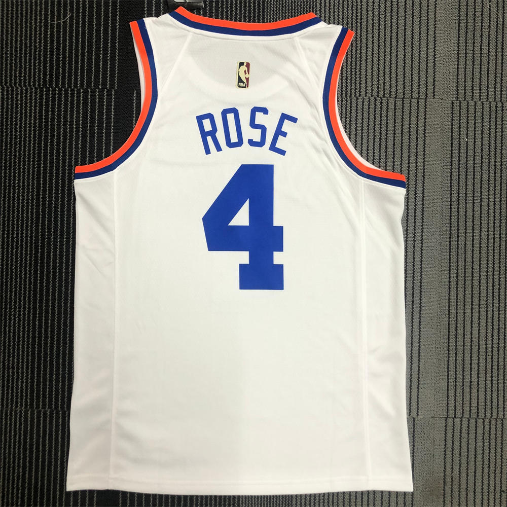 NBA New York Knicks Round Neck White jersey ROSE#4 S-XXL