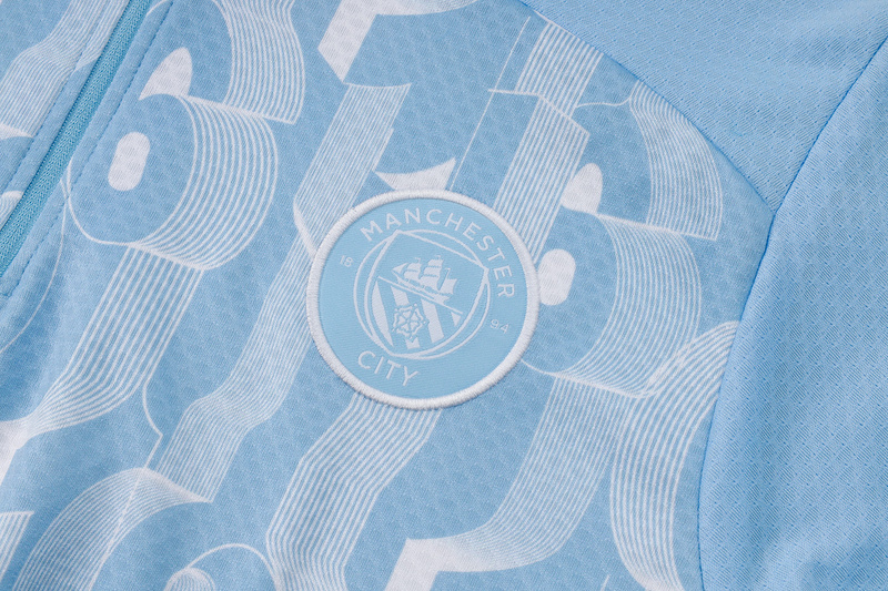 24/25 Manchester City Light blue Long-sleeved half-pull training kit Football team kit