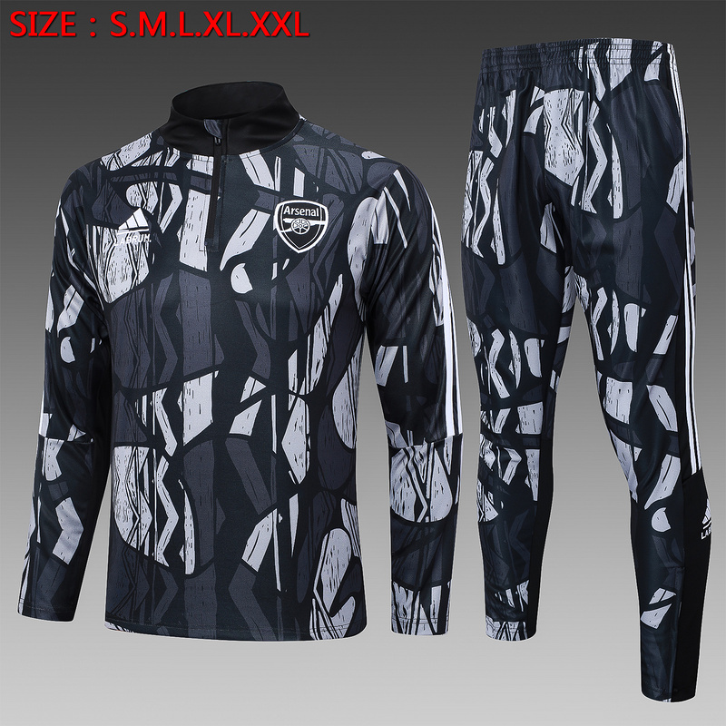 24/25 Arsenal Black Grey Long-sleeved half-pull training kit Football team kit