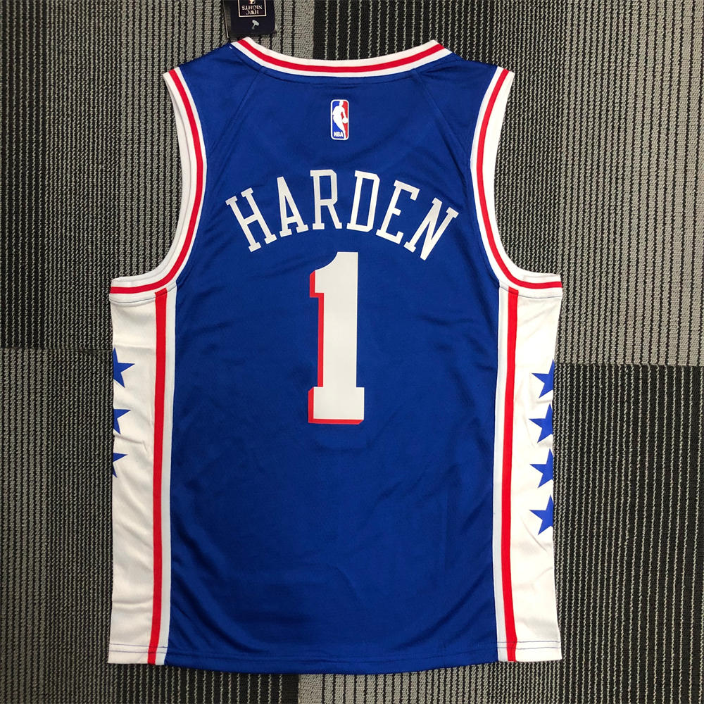 NBA Philadelphia 76ers V-Neck Blue Jersey HARDEN#1 S-XXL