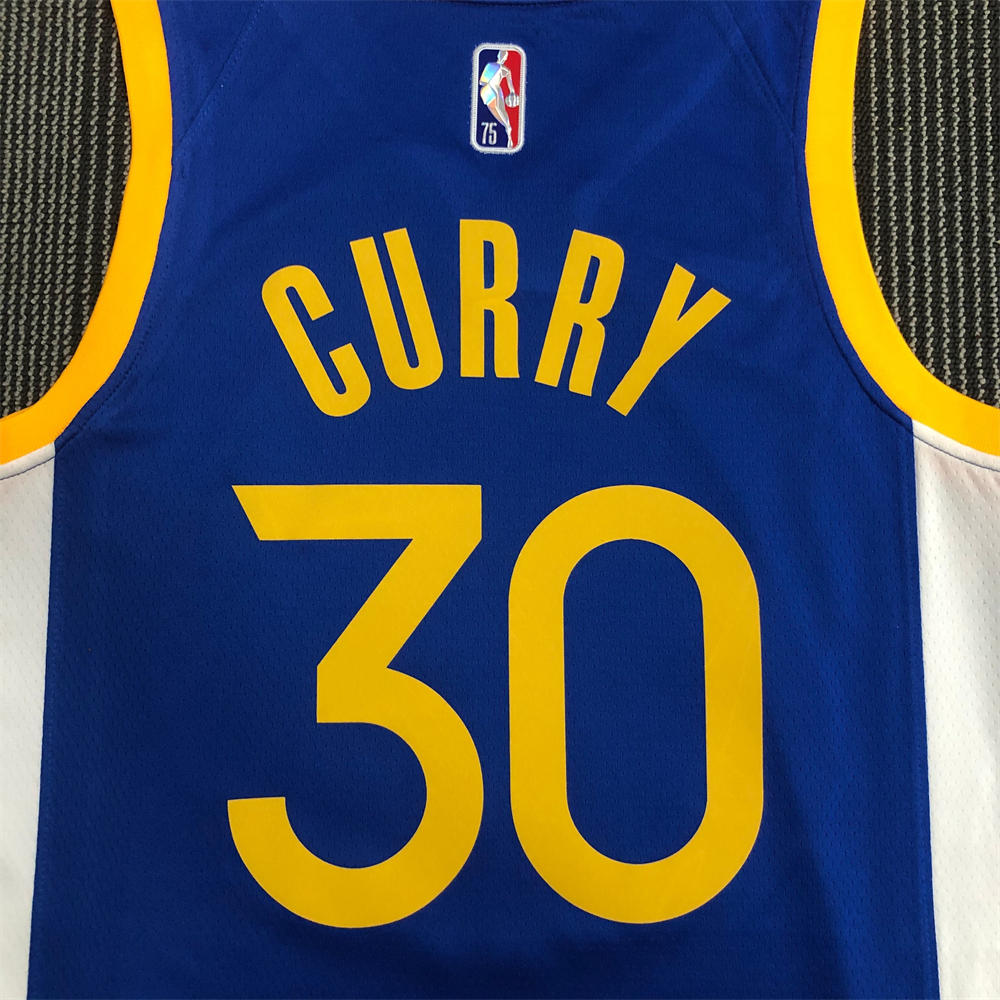 NBA Golden State Warriors V-Neck 75th anniversary Blue Jersey CURRY#30 S-XXL