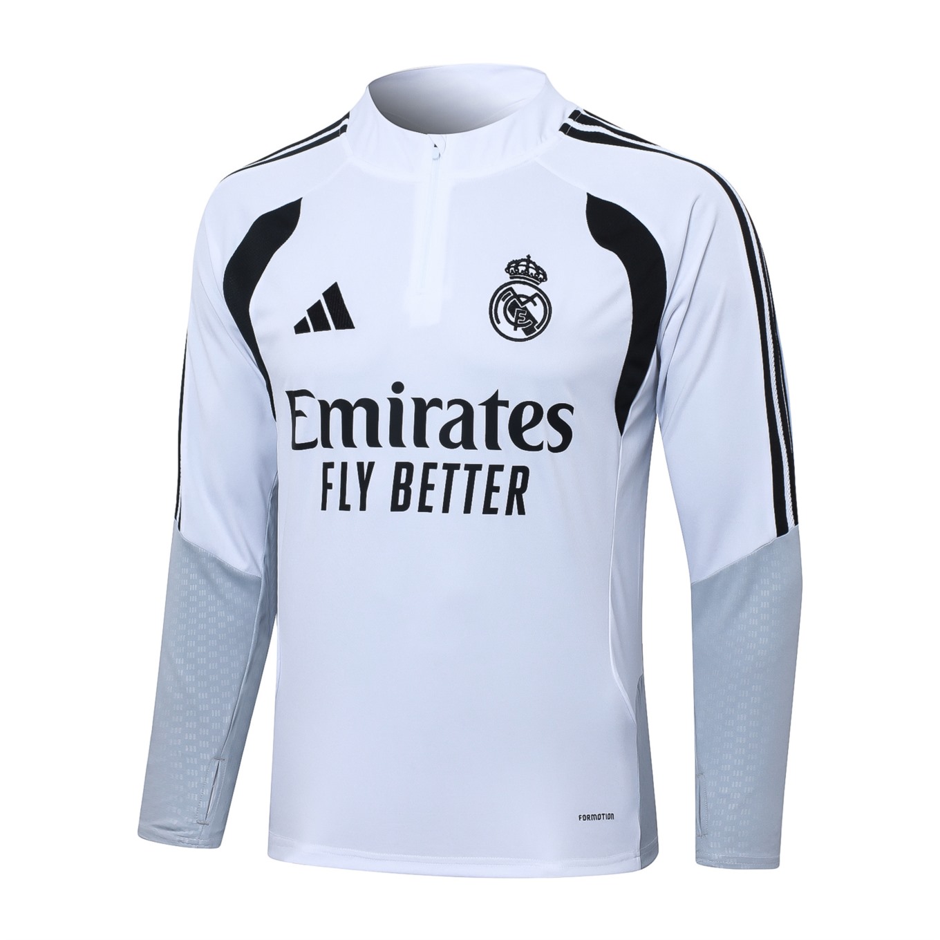 2026 Real Madrid White Long-sleeved half-pull training kit
