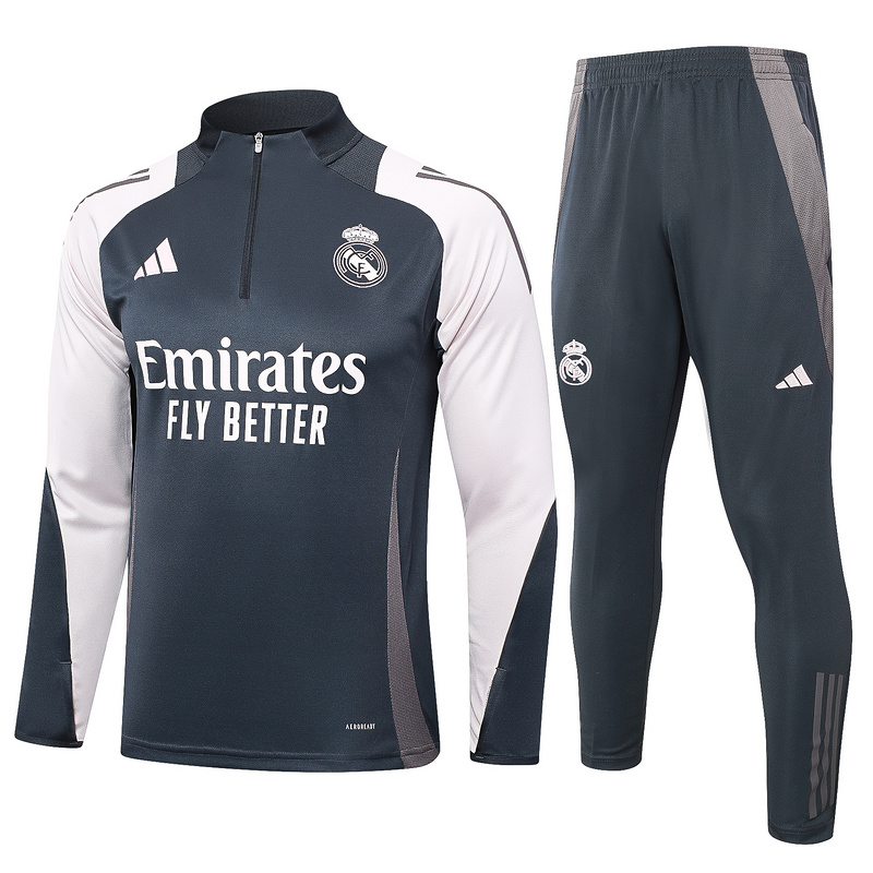 24/25 Real Madrid Grey Long-sleeved half-pull training kit Football team kit