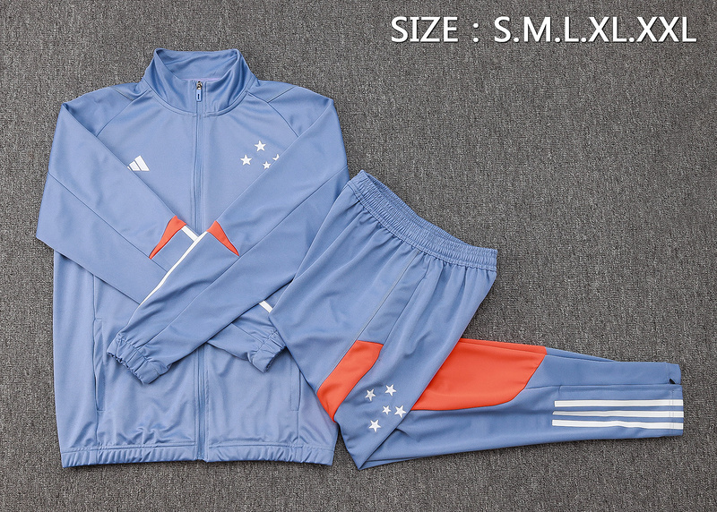 2024/25 Cruzeiro Grey Jacket Training Suit Set Football Team Shirt Sports Fashion