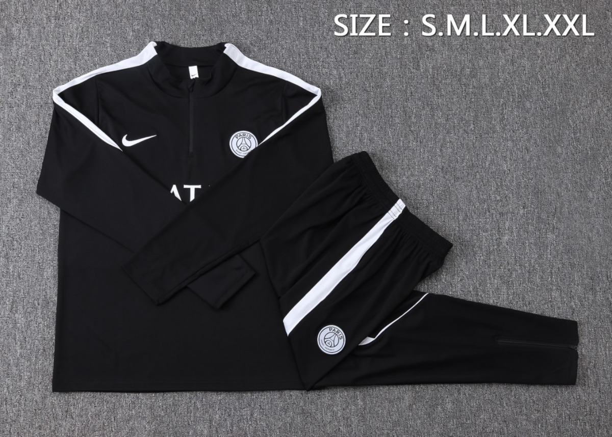 2026 Paris Black Long-sleeved half-pull training kit