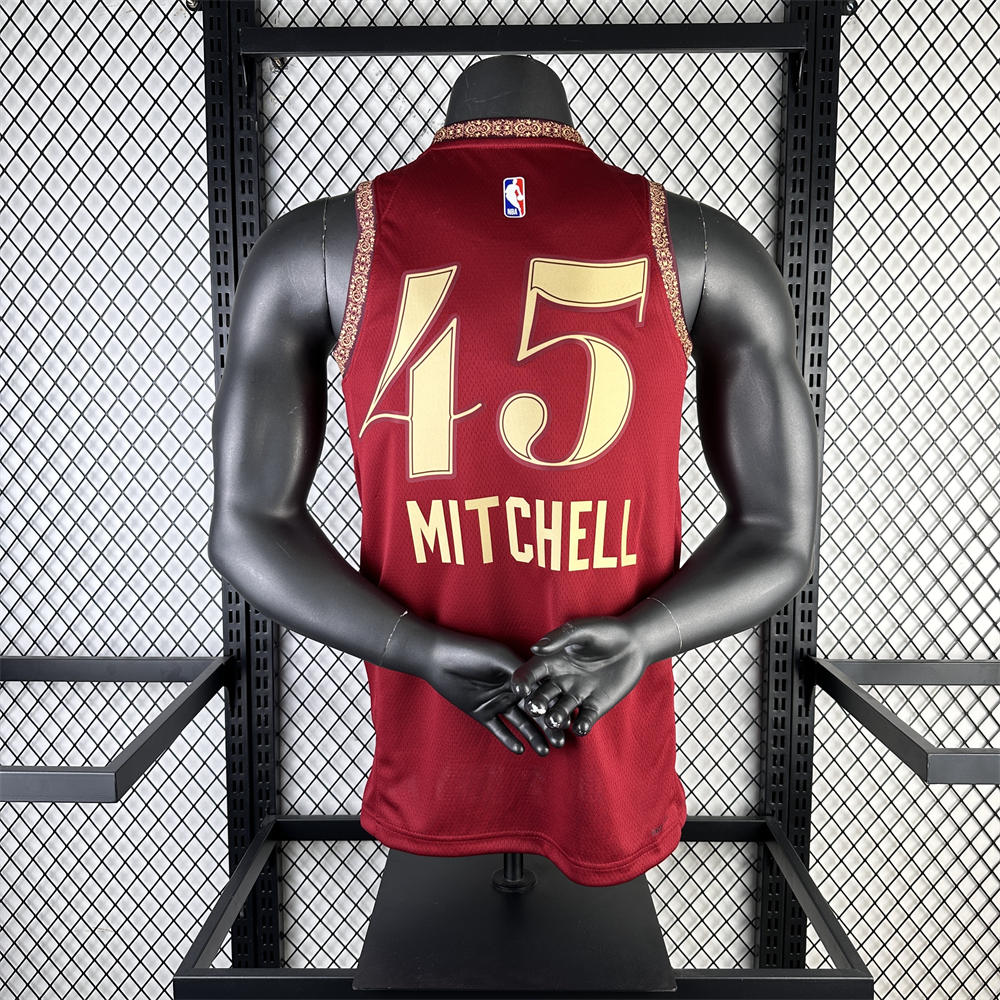 NBA Cleverland Cavaliers 2024 Round Neck Red jersey MITCHELL#45 S-XXL