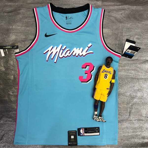NBA Miami Hearts round neck Light Blue Jersey WADE#3 S-XXL