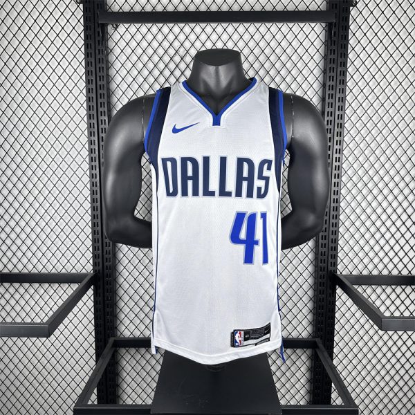 NBA Dallas Mavericks V-Neck White Jersey NOWIZTKI#41 1 S-XXL