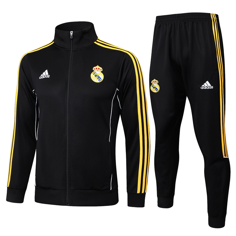 2025/26 Real Madrid Black Jacket Training Suit Set Football Team Shirt Sports Fashion