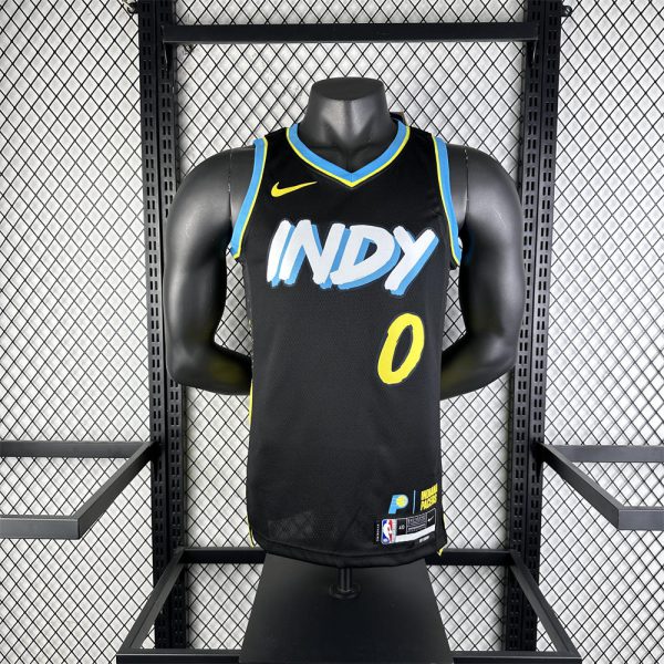 NBA Indiana Pacers 2024 City Edition V-Neck Black Jersey HALIBURTON#0 S-XXL