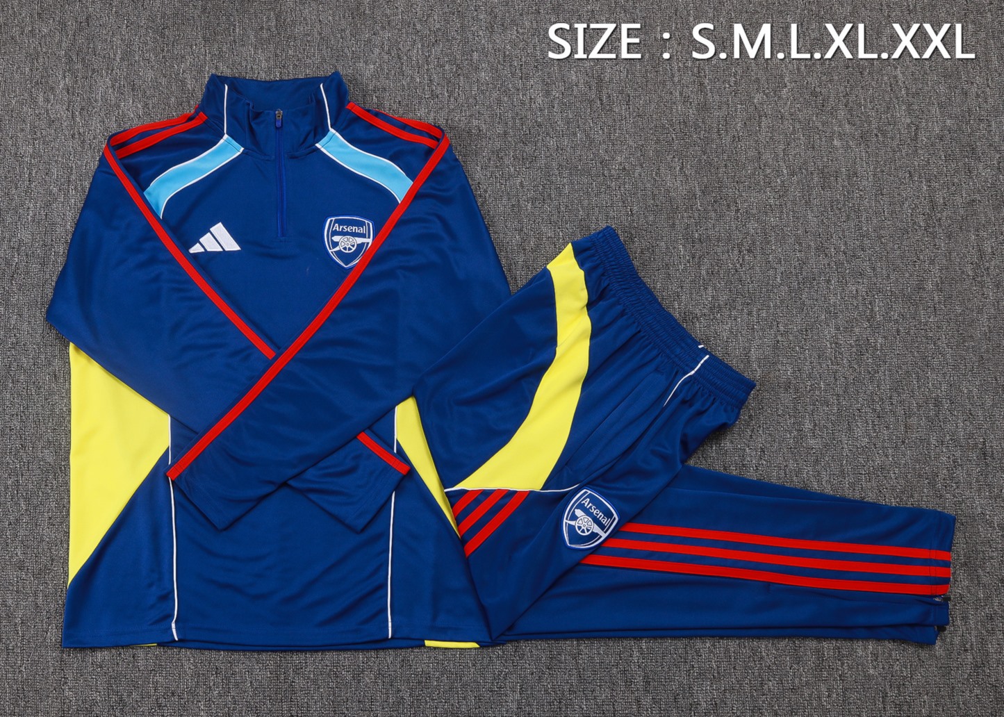 202526 Arsenal blue-yellow Long-sleeved half-pull training kit Football team kit