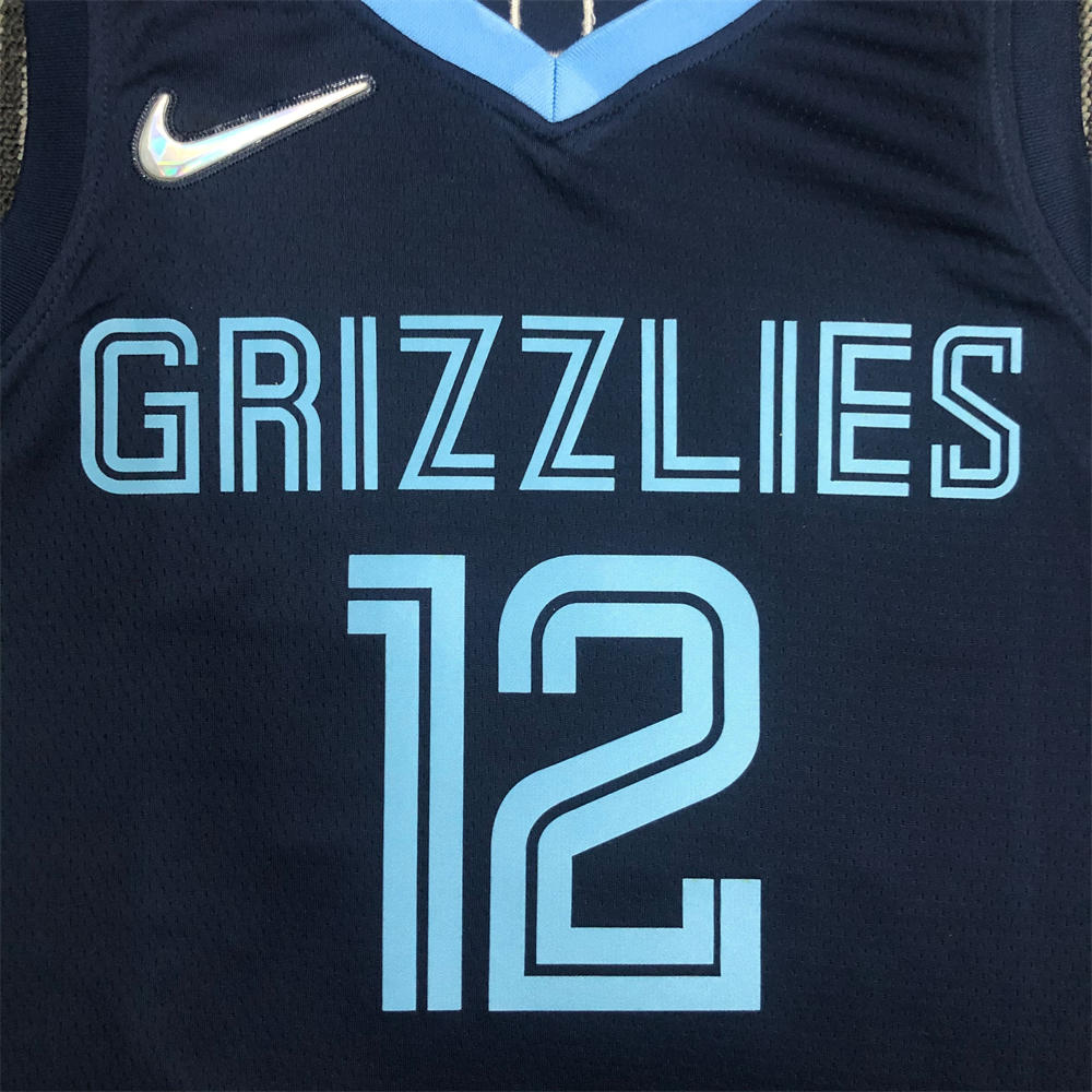 NBA Memphis Grizzies Round Neck Black 75th AnniversaryJersey MORANT#12 S-XXL
