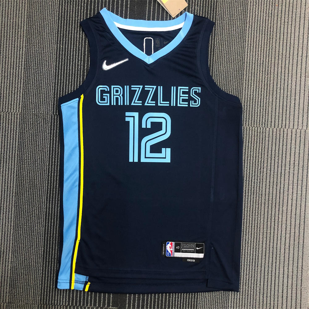 NBA Memphis Grizzies Round Neck Black 75th AnniversaryJersey MORANT#12 S-XXL