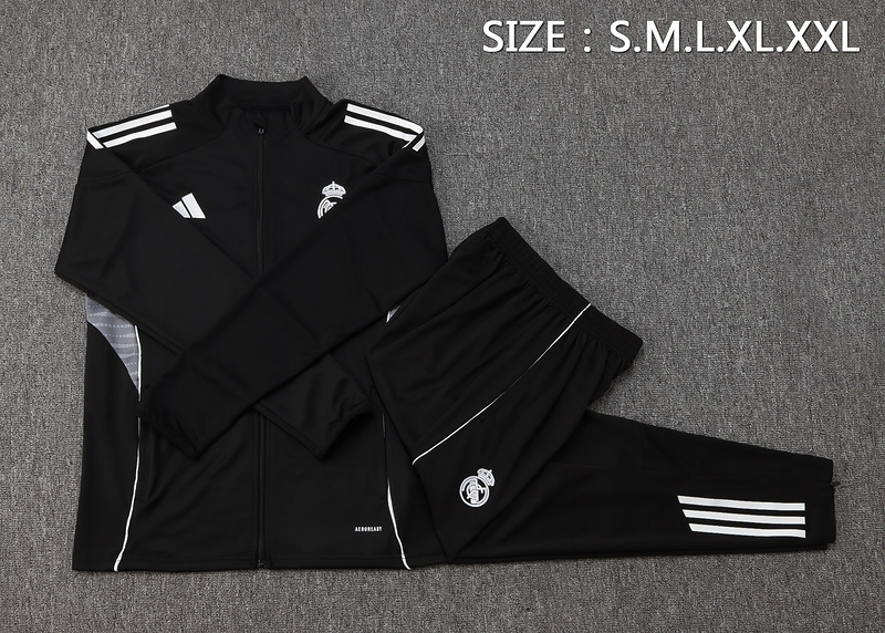 2024/25 Real Madrid Black Jacket Training Suit Set Football Team Shirt Sports Fashion