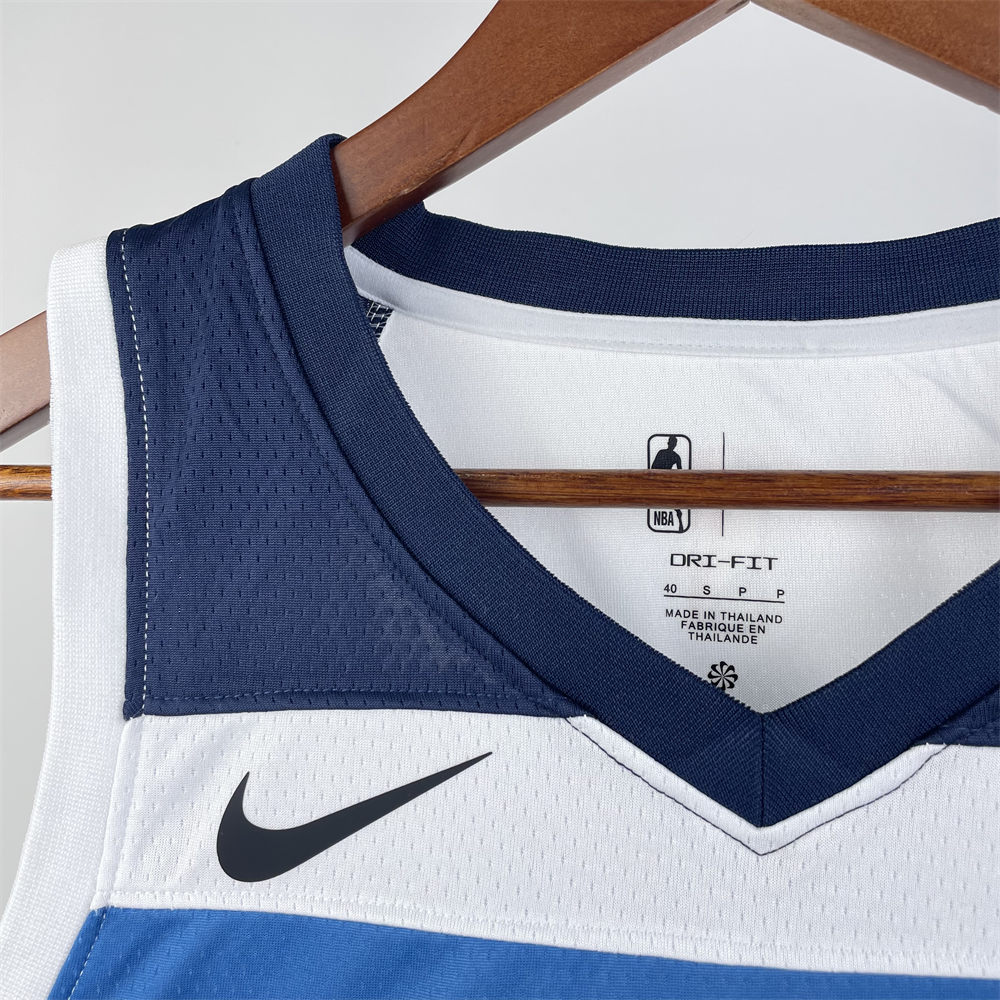 NBA Minnesota Timberwolves 2023 V-Neck White Jersey EDWARDS#5 S-XXL