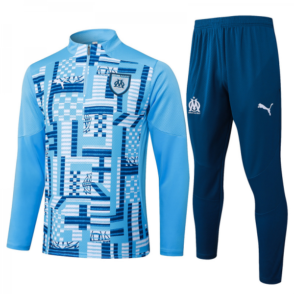 24/25 Marseilles Light blue Long-sleeved half-pull training kit Football team kit