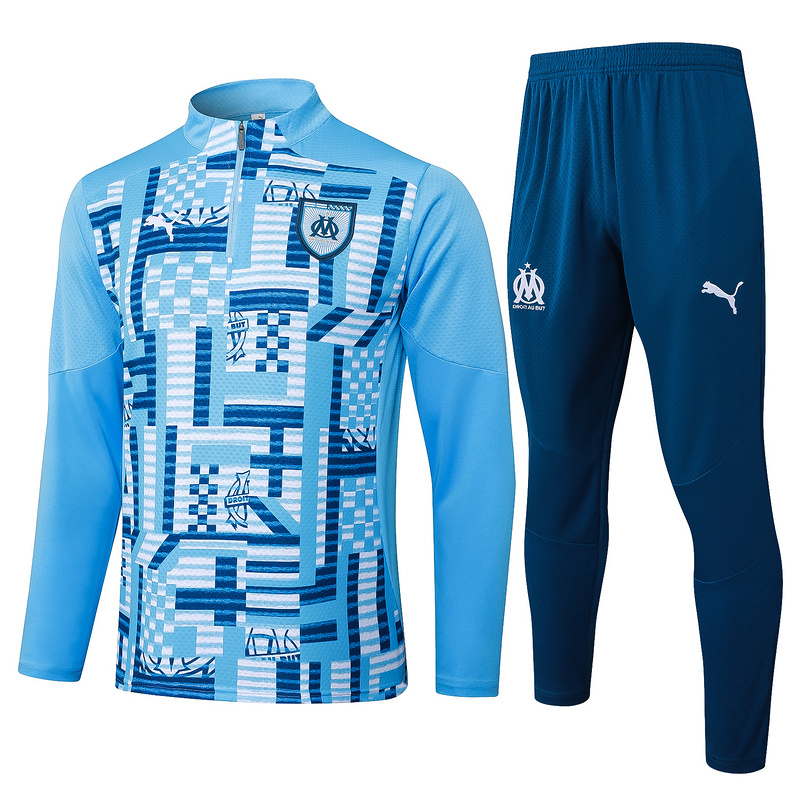 24/25 Marseilles Light blue Long-sleeved half-pull training kit Football team kit