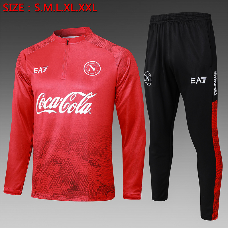 24/25 Naples Red Long-sleeved half-pull training kit Football team kit