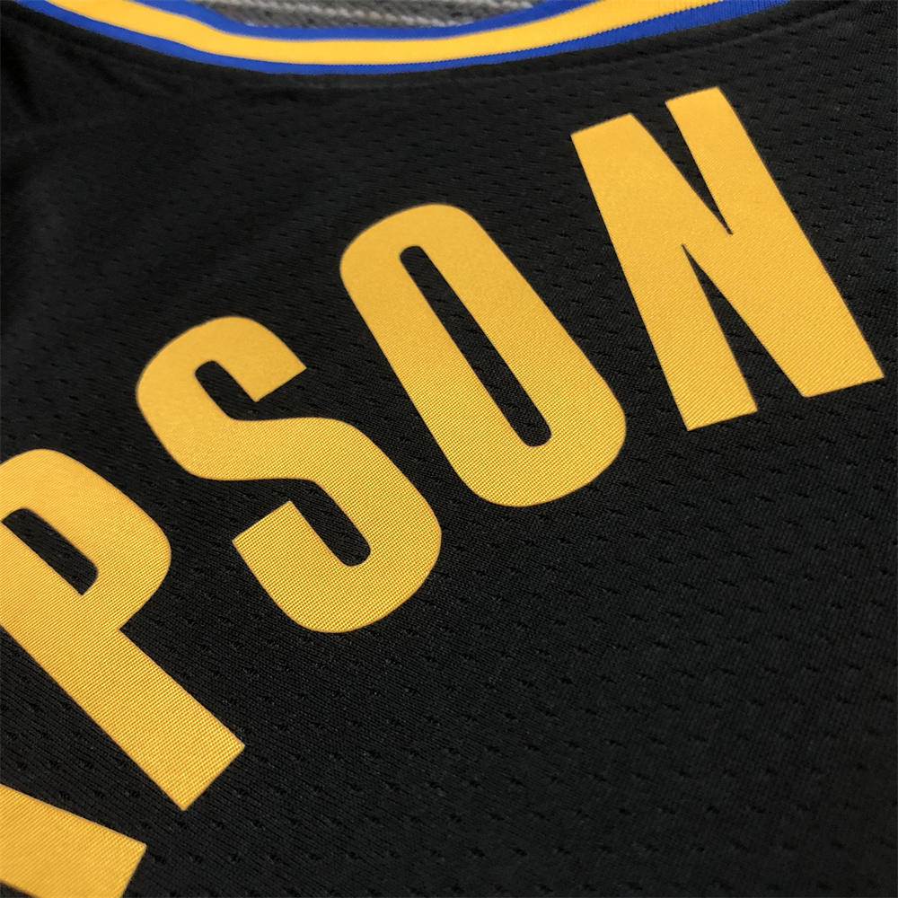 NBA Golden State Warriors V-Neck 75th anniversary Black Jersey THOMPSON#11 S-XXL