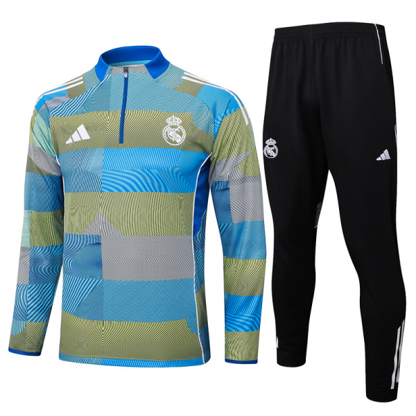 202526 Real Madrid Light green Long-sleeved half-pull training kit Football team kit