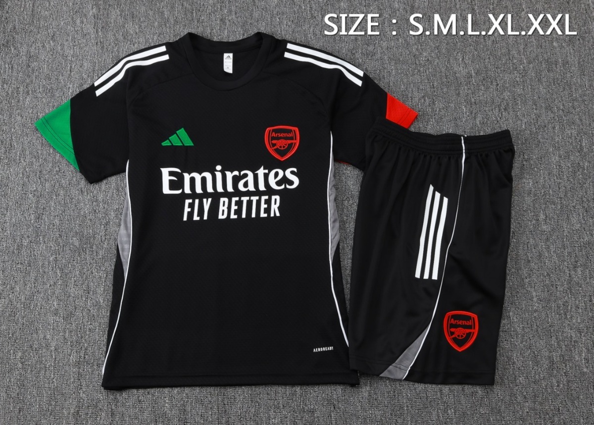 2026 Arsenal Black Training Set Shirt and Shorts