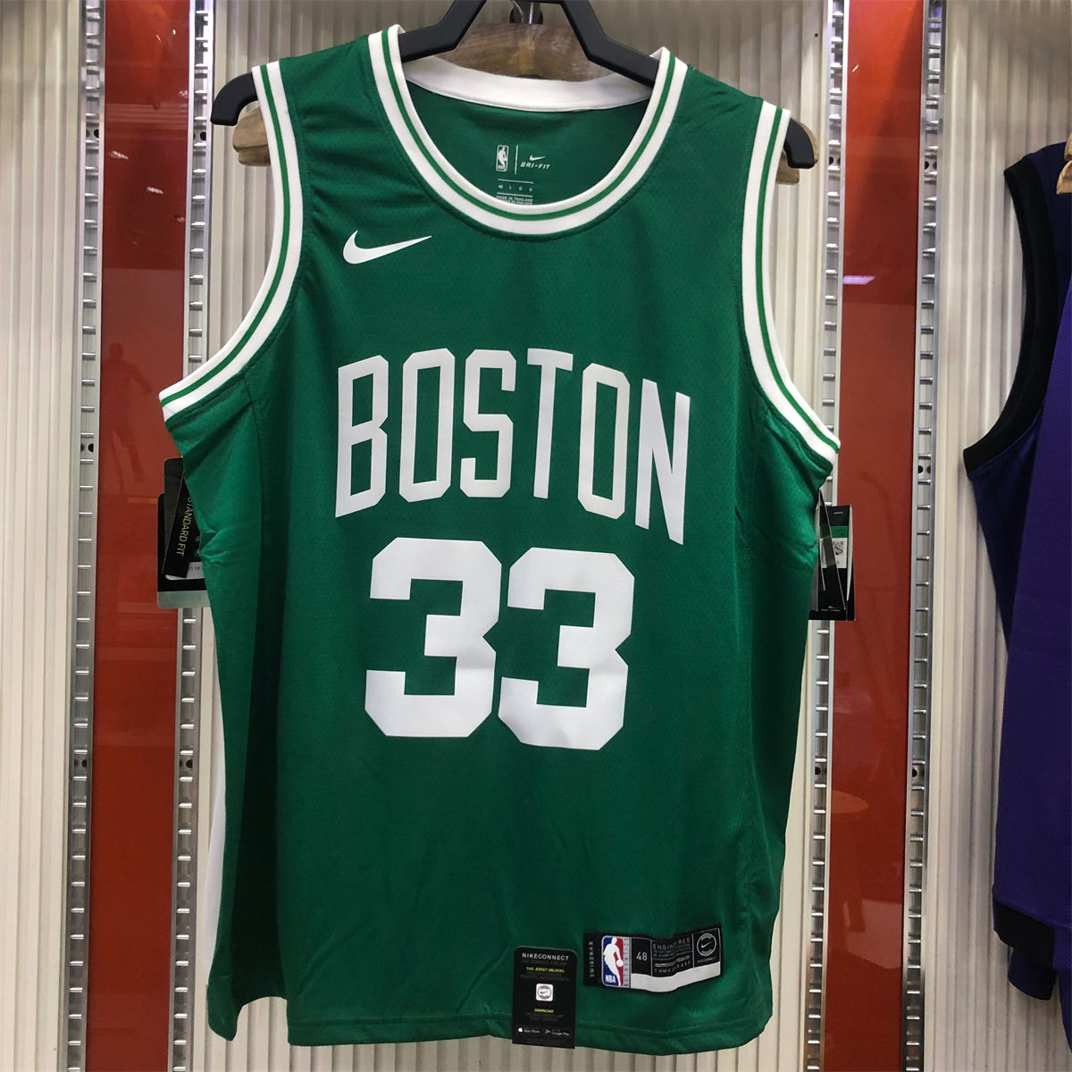 NBA Boston Celtics round neck Retro Green Jersey Bird#33 S-XXL