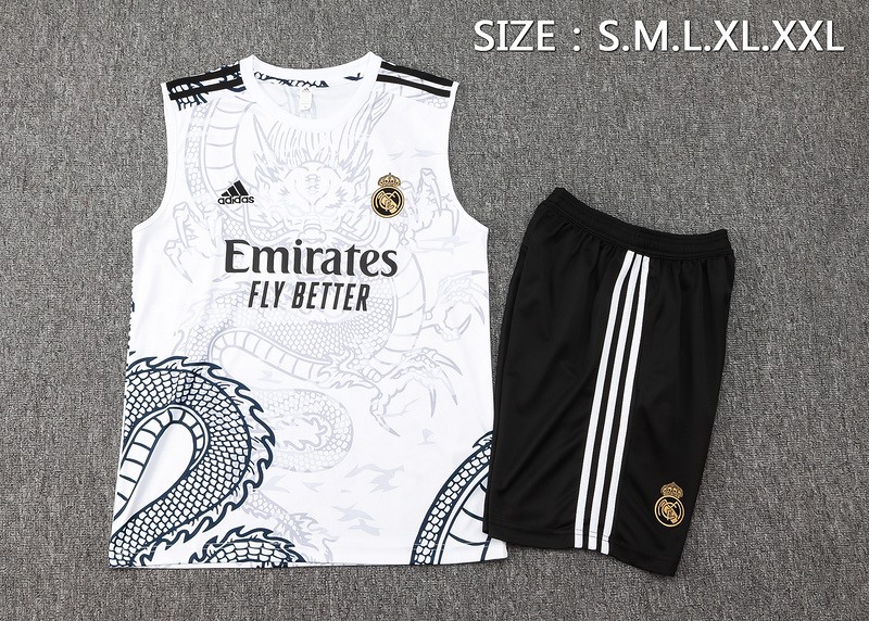 24/25 Real Madrid White Training Set Shirt and Shorts