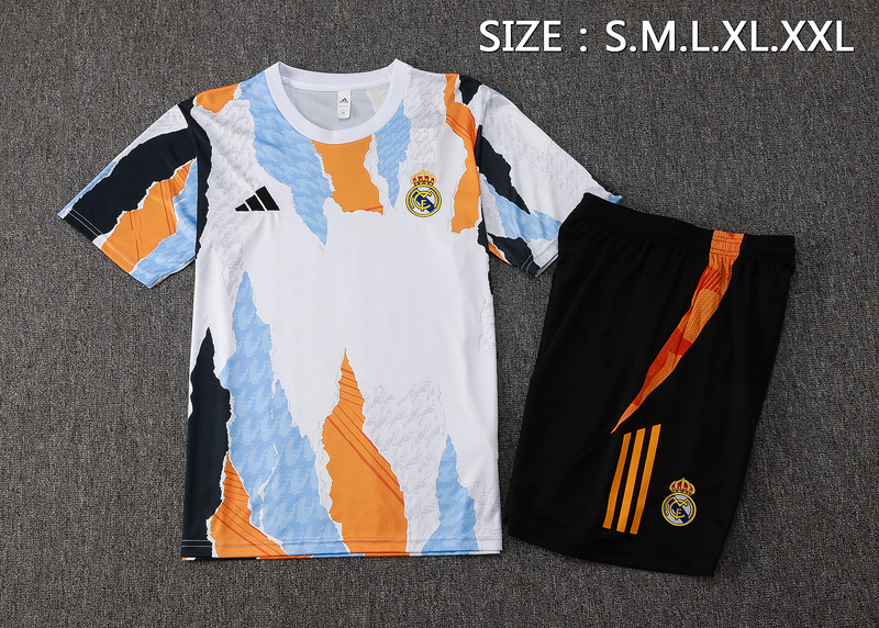 24/25 Real Madrid Blue yellow white Training Set Shirt and Shorts