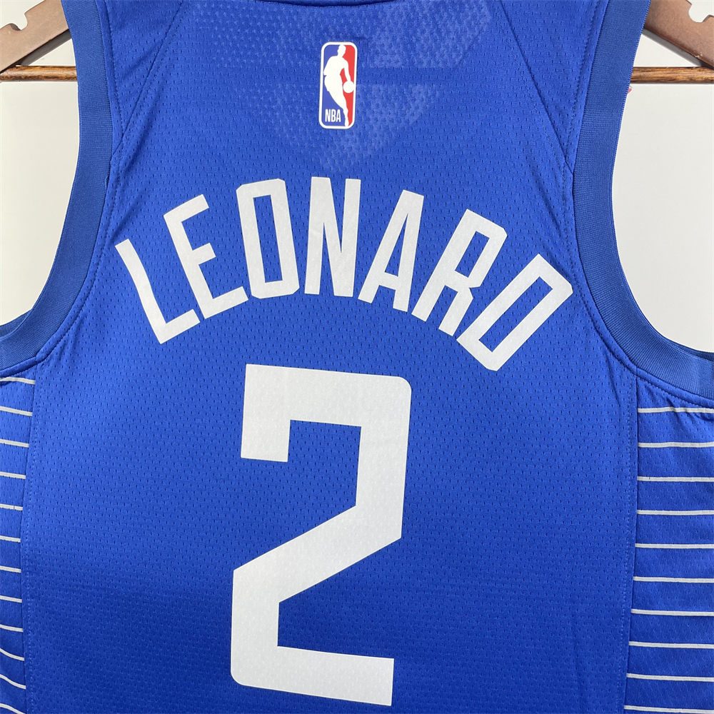 NBA Los Angeles Clippers 2023 V-Neck Blue Jersey LEONARD#2 S-XXL