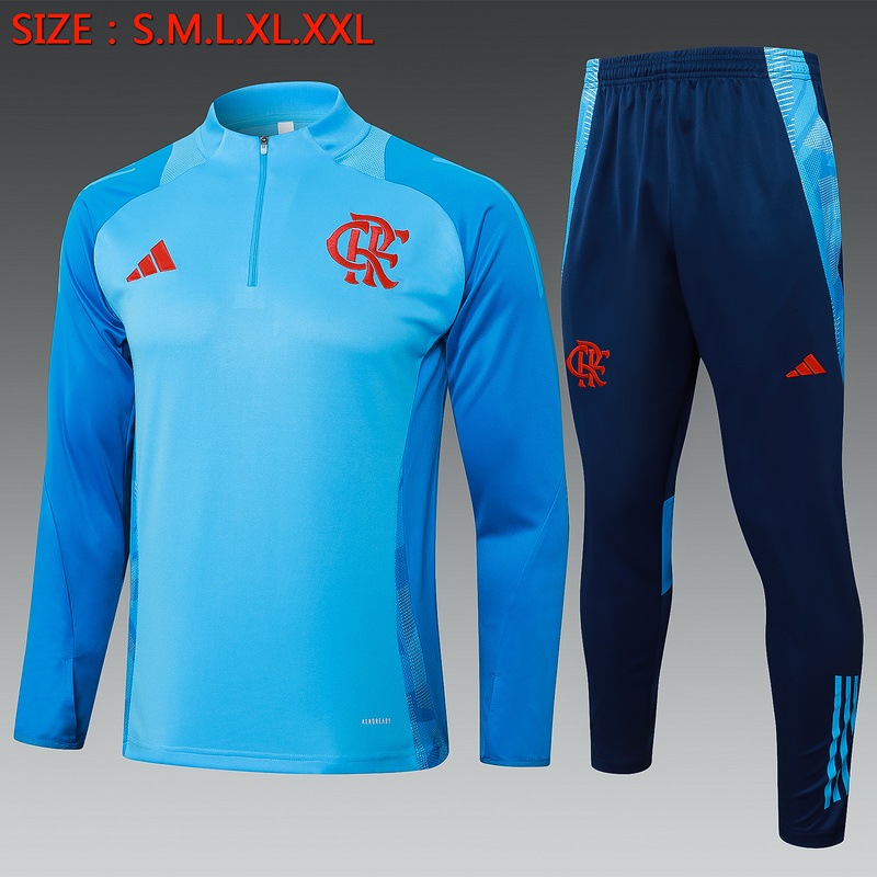 24/25 Flamengo Light blue Long-sleeved half-pull training kit Football team kit