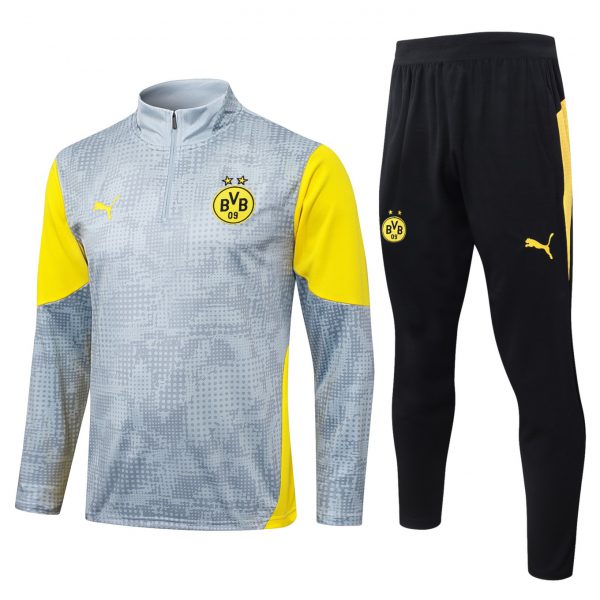 202526 Dortmund Light gray Long-sleeved half-pull training kit Football team kit