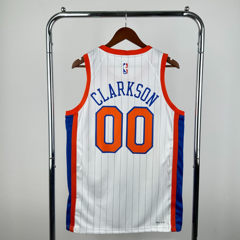 NBA New York Knicks 24/25 City Edition Round Neck White jersey CLARKSON#00 S-XXL
