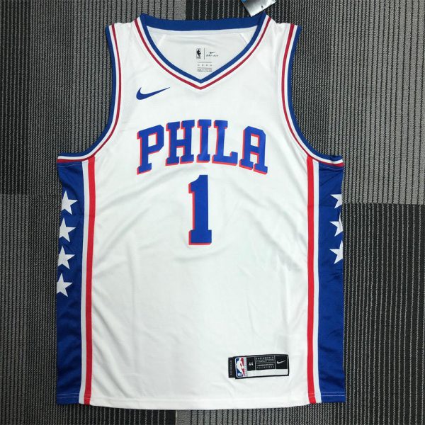 NBA Philadelphia 76ers V-Neck White Jersey HARDEN#1 S-XXL