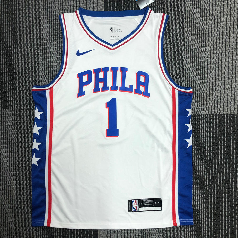 NBA Philadelphia 76ers V-Neck White Jersey HARDEN#1 S-XXL