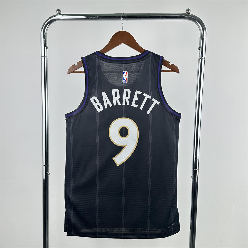 NBA Toronto Raptors 24/25 City Edition Round Neck Black Jersey BARRETT#9 S-XXL