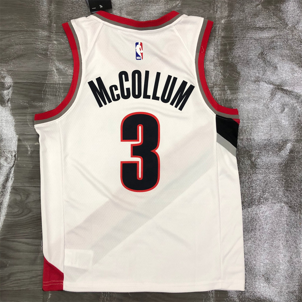 NBA Portland Trail Blazers V-Neck White Jersey McCOLLUM#3 S-XXL