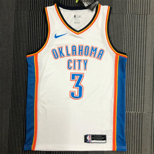 NBA Oklahoma City Thunder V-Neck White Jersey PAUL#3 S-XXL