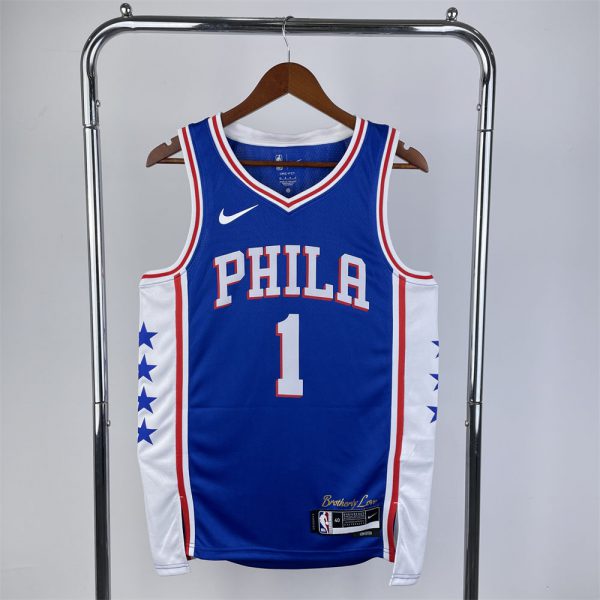 NBA Philadelphia 76ers V-Neck Blue Jersey HARDEN#1 S-XXL