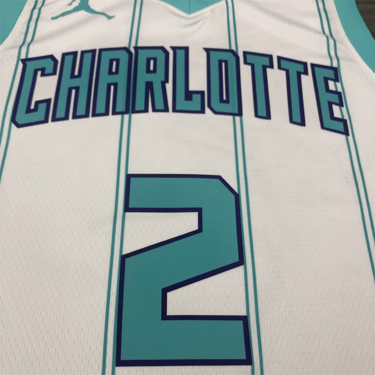 NBA Charlotte Hornets V-Neck White Jersey BALL#2 S-XXL