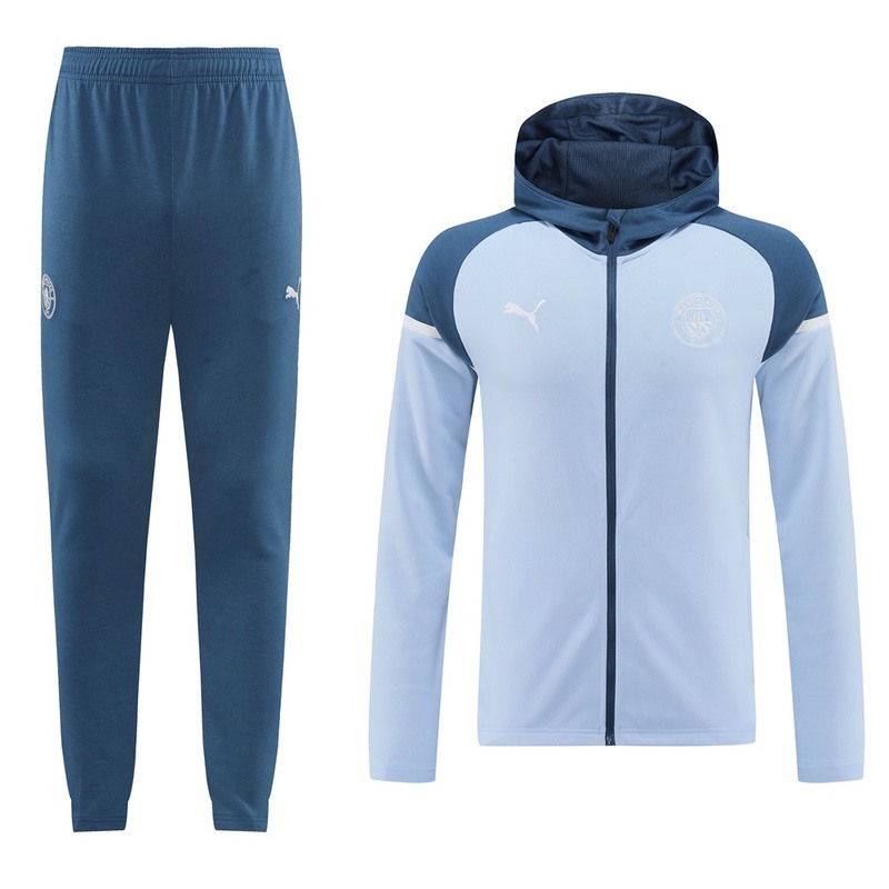 2024 Manchester City Grey Blue Hoodie Jacket Kit Set Football Team Shirt Sports Fashion