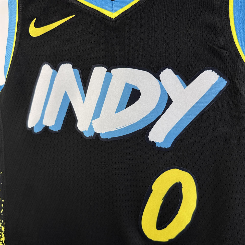 NBA Indiana Pacers 2024 City Edition V-Neck Black Jersey HALIBURTON#0 S-XXL