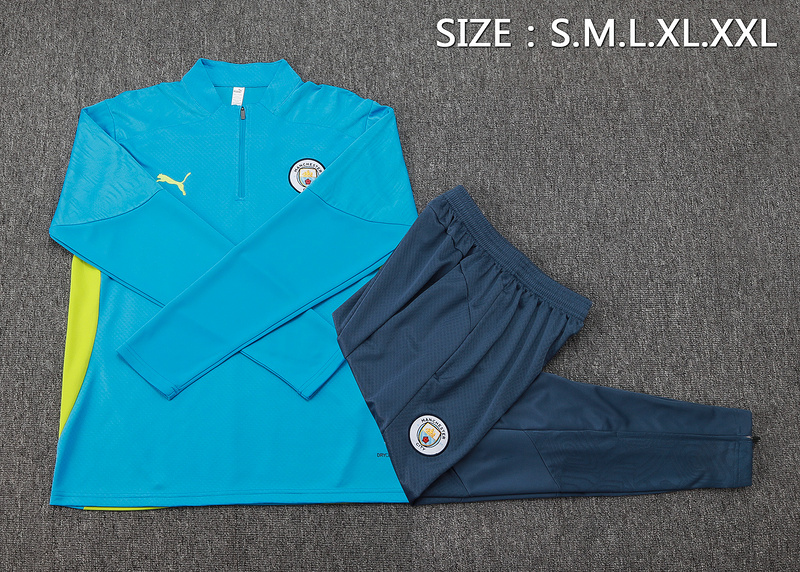 202526 Manchester City Blue Long-sleeved half-pull training kit Football team kit