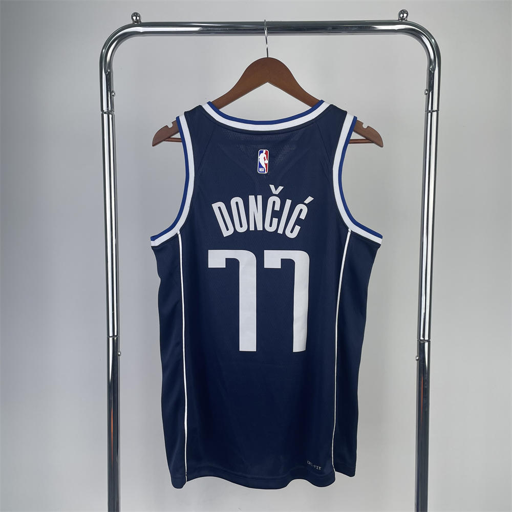 NBA Dallas Mavericks V-Neck Royal Blue Jersey DONCIC#77 S-XXL