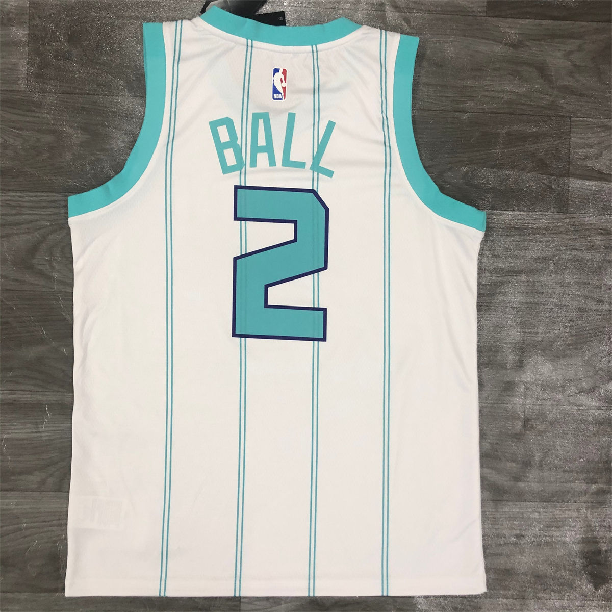 NBA Charlotte Hornets V-Neck White Jersey BALL#2 S-XXL