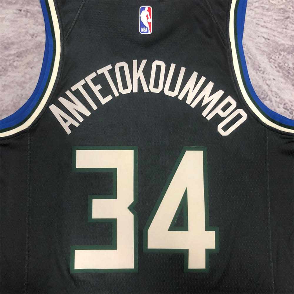 NBA Milwaukee Bucks V-Neck JORDAN Edition Black jersey ANTETOKOUNMPO#34 S-XXL