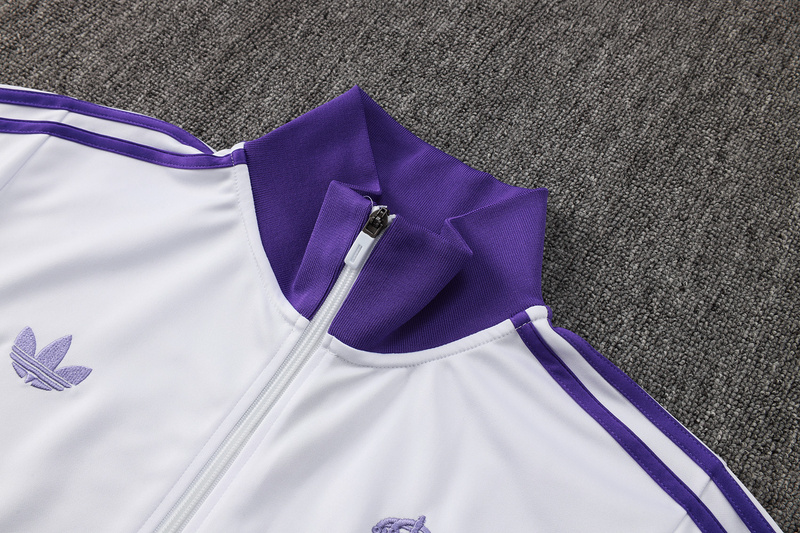 2024/25 Real Madrid White Jacket Training Suit Set Football Team Shirt Sports Fashion
