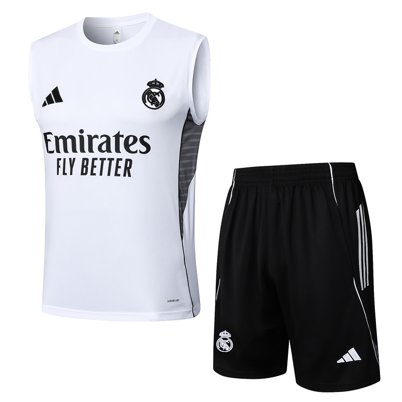 24/25 Real Madrid White Training Set Shirt and Shorts