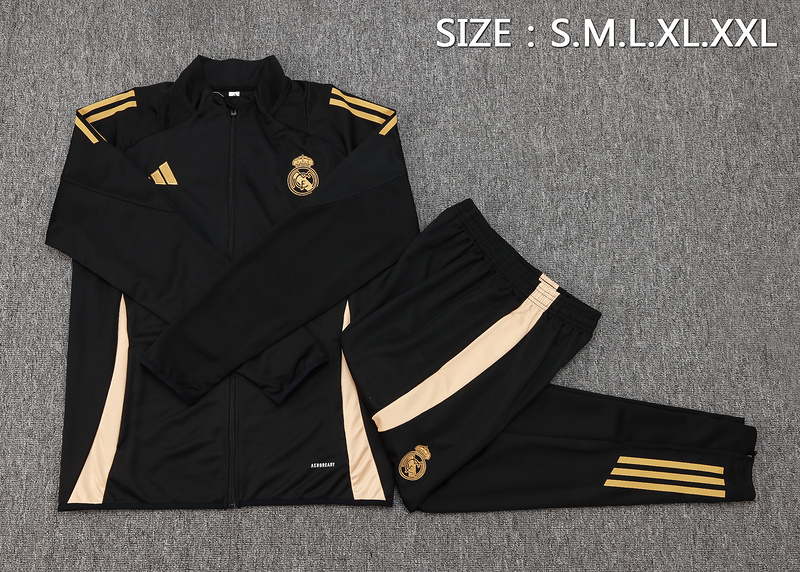 2024/25 Real Madrid Black Jacket Training Suit Set Football Team Shirt Sports Fashion