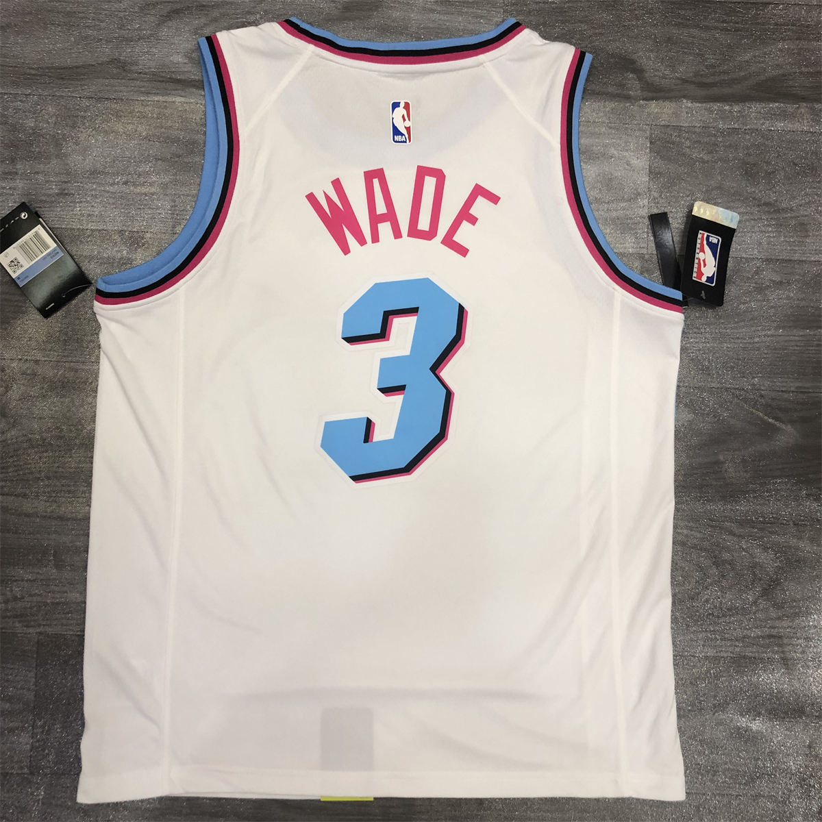NBA Miami Hearts round neck Whitw Jersey Wade#3 S-XXL